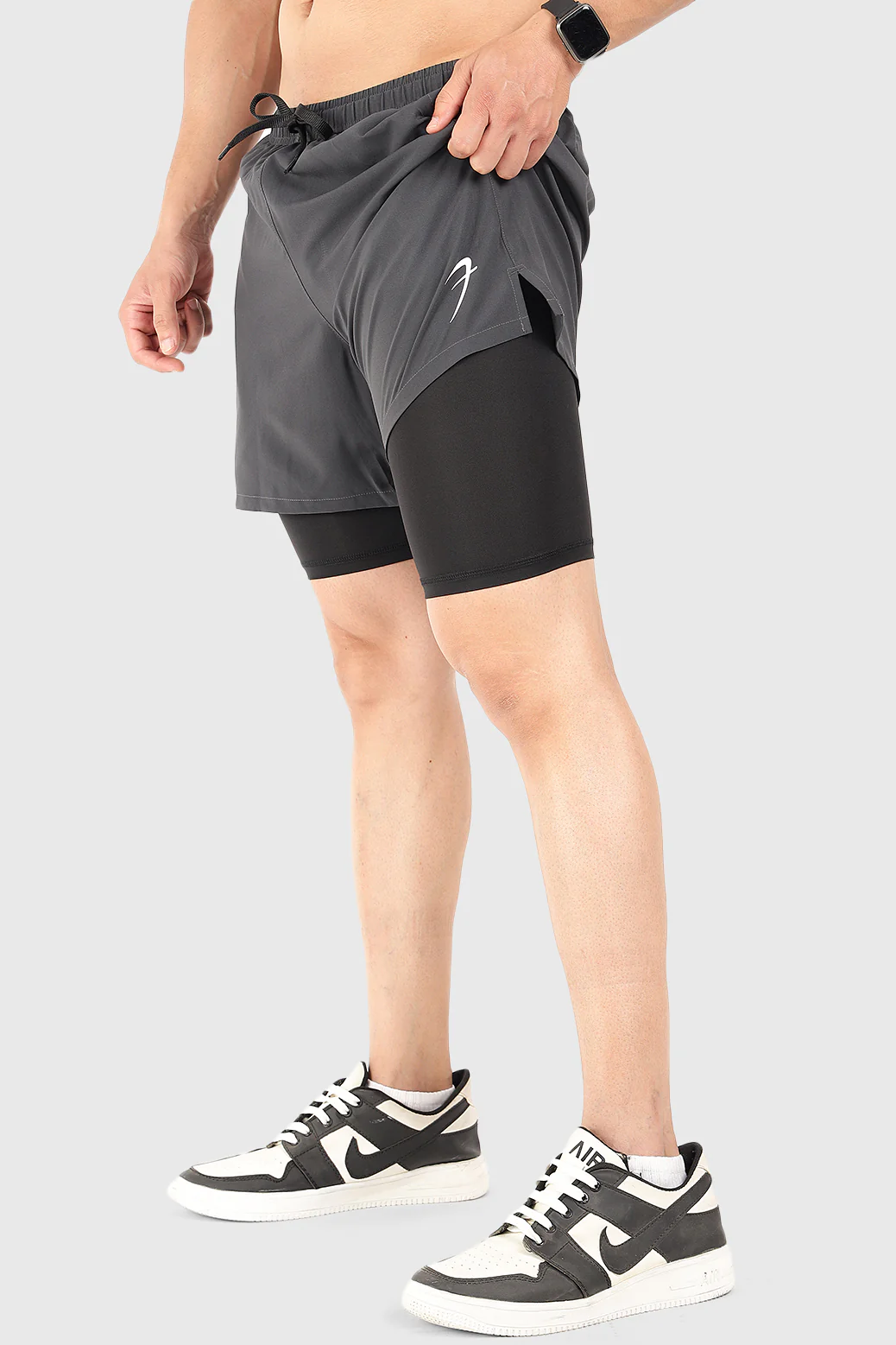 2 in 1 5" Compression Shorts Coal - Image 4