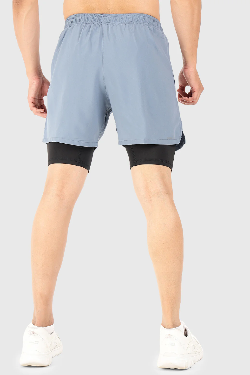 2 in 1 5" Compression Shorts Light Grey - Image 4