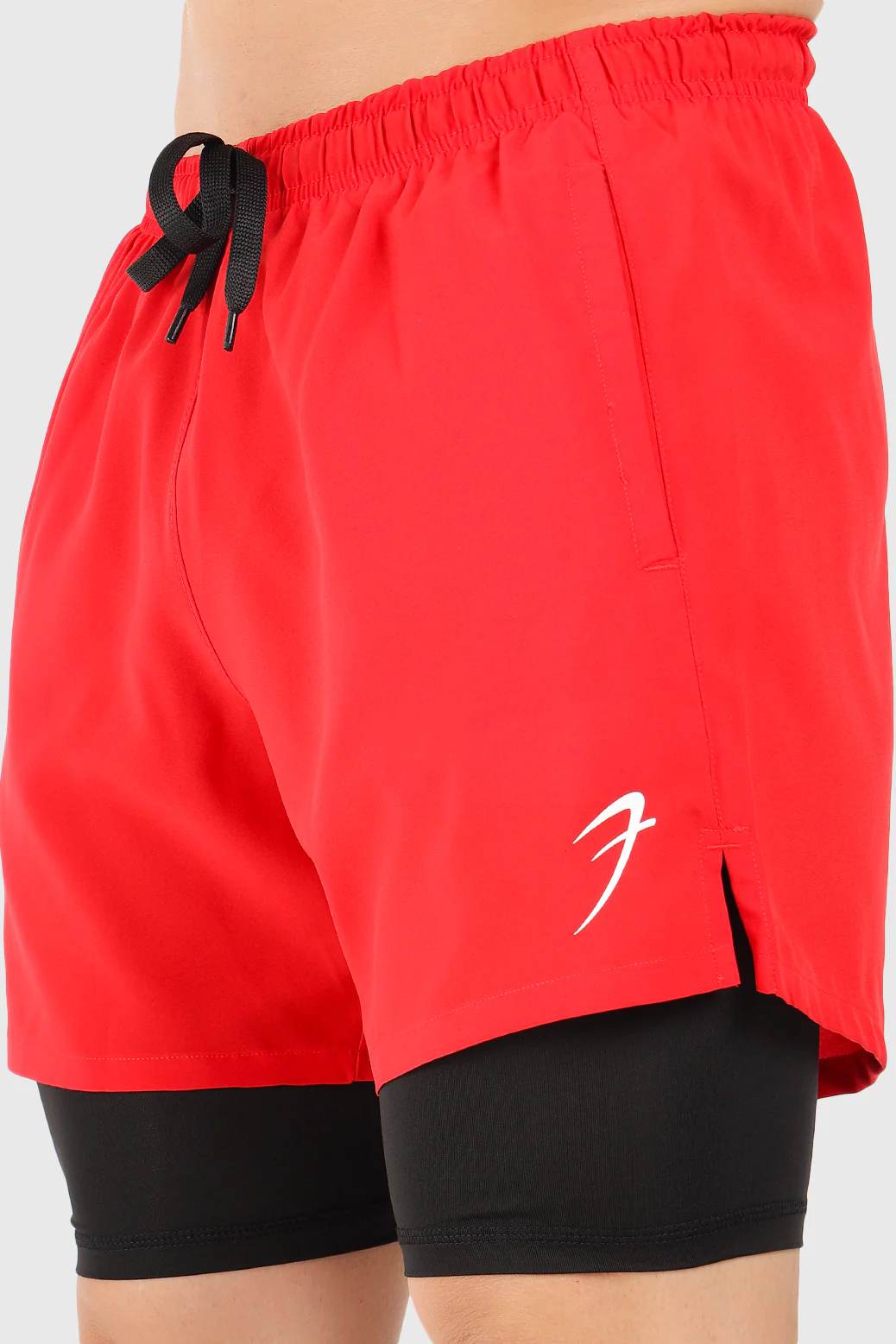 2 in 1 5" Compression Shorts Red - Image 3