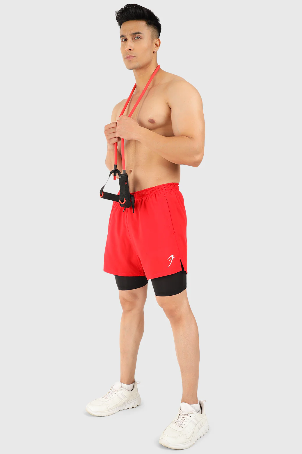 2 in 1 5" Compression Shorts Red - Image 5