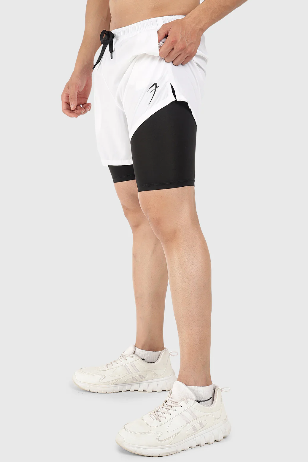 2 in 1 5" Compression Shorts White - Image 4