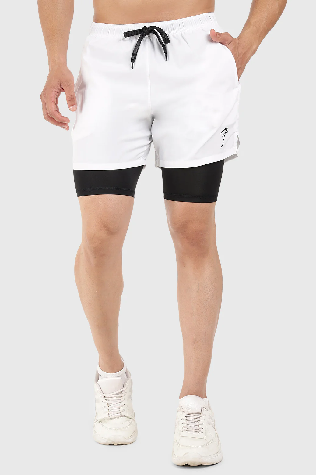 2 in 1 5" Compression Shorts White - Image 5