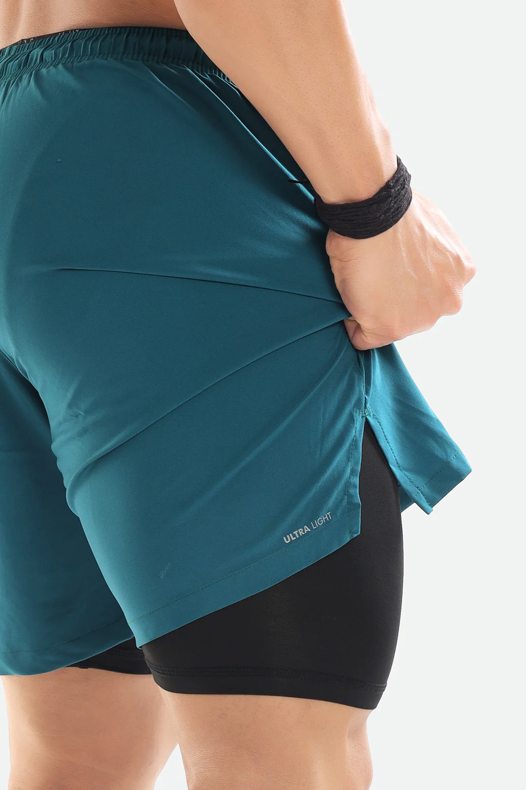 2 in 1 Compression Shorts Teal - Image 3