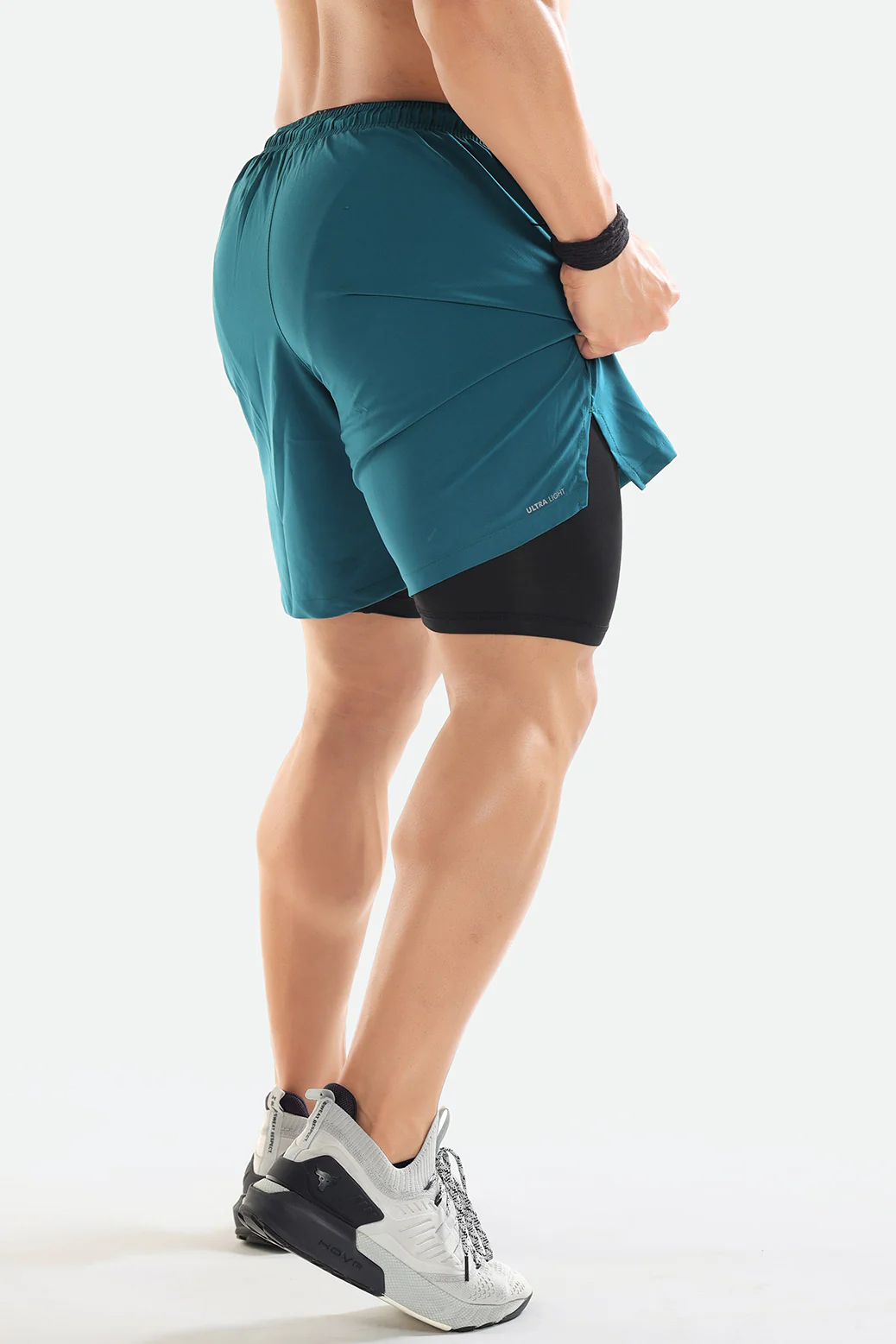 2 in 1 Compression Shorts Teal - Image 6