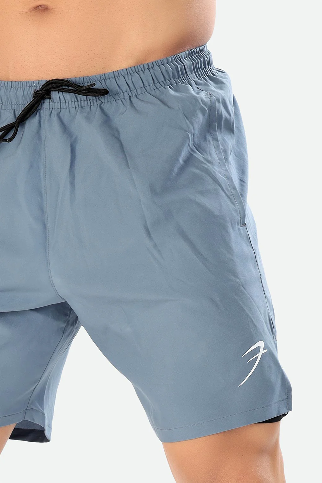 2 in 1 Compression Shorts Light Grey - Image 6