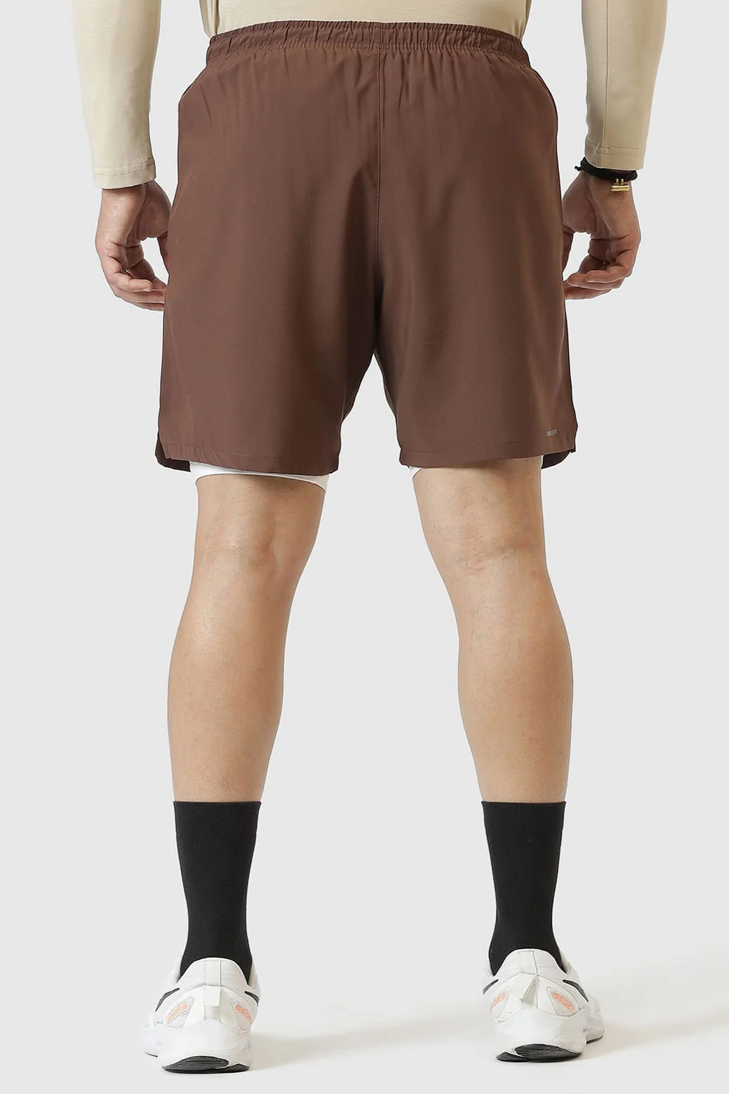 2 in 1 Compression Shorts Brown - Image 7