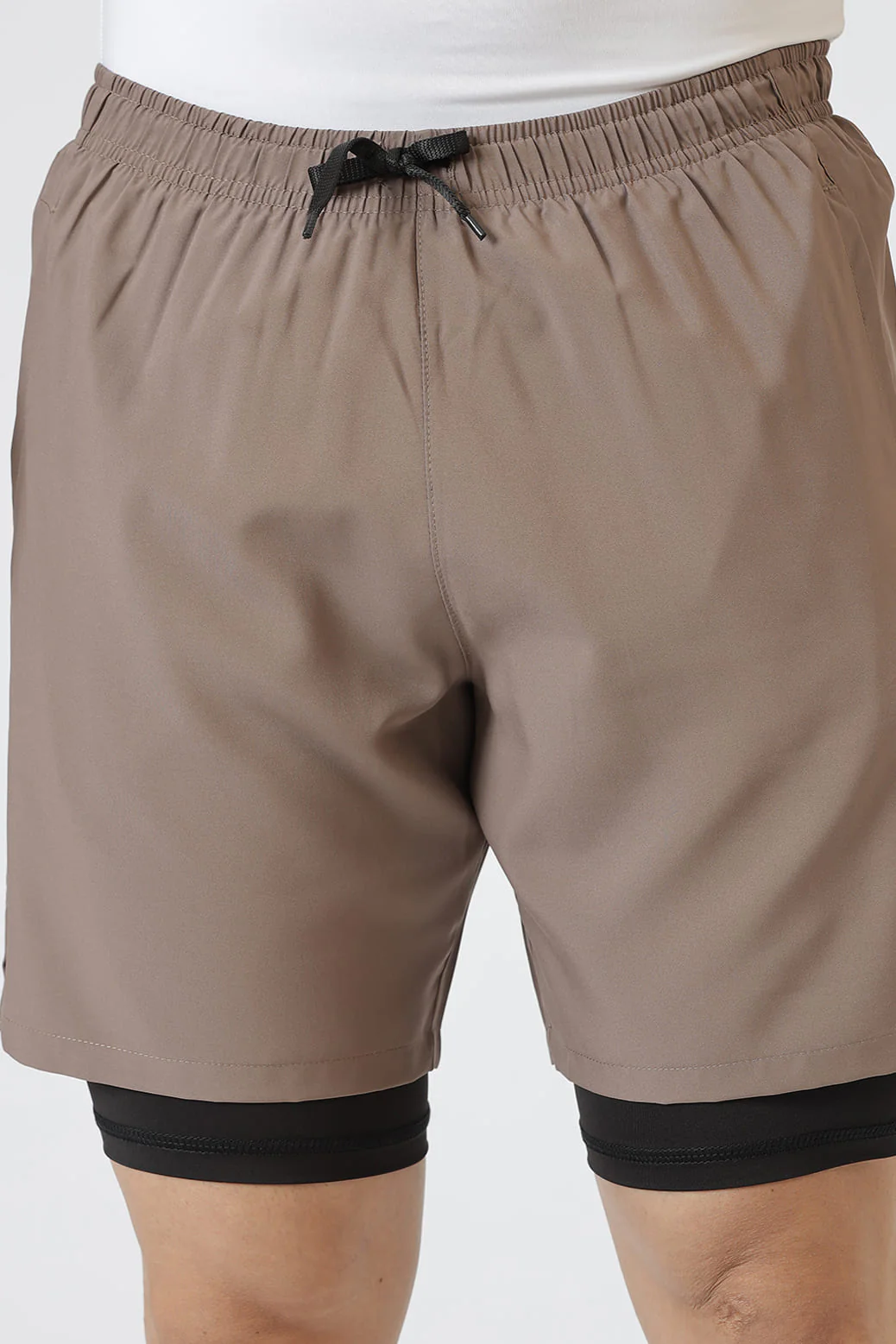 2 in 1 Compression Shorts Dusk Brown - Image 5