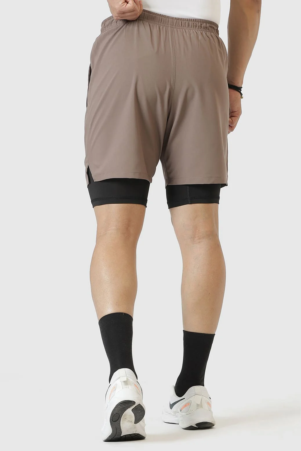 2 in 1 Compression Shorts Dusk Brown - Image 6