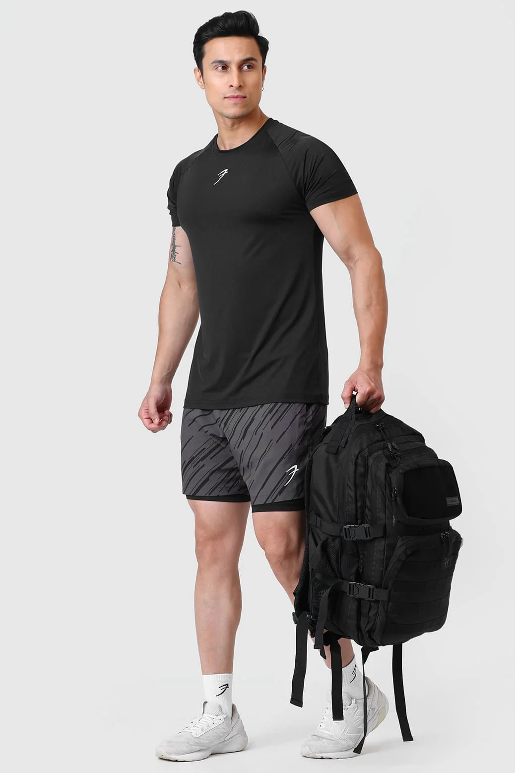 2 in 1 Printed Compression Shorts Graphite - Image 2
