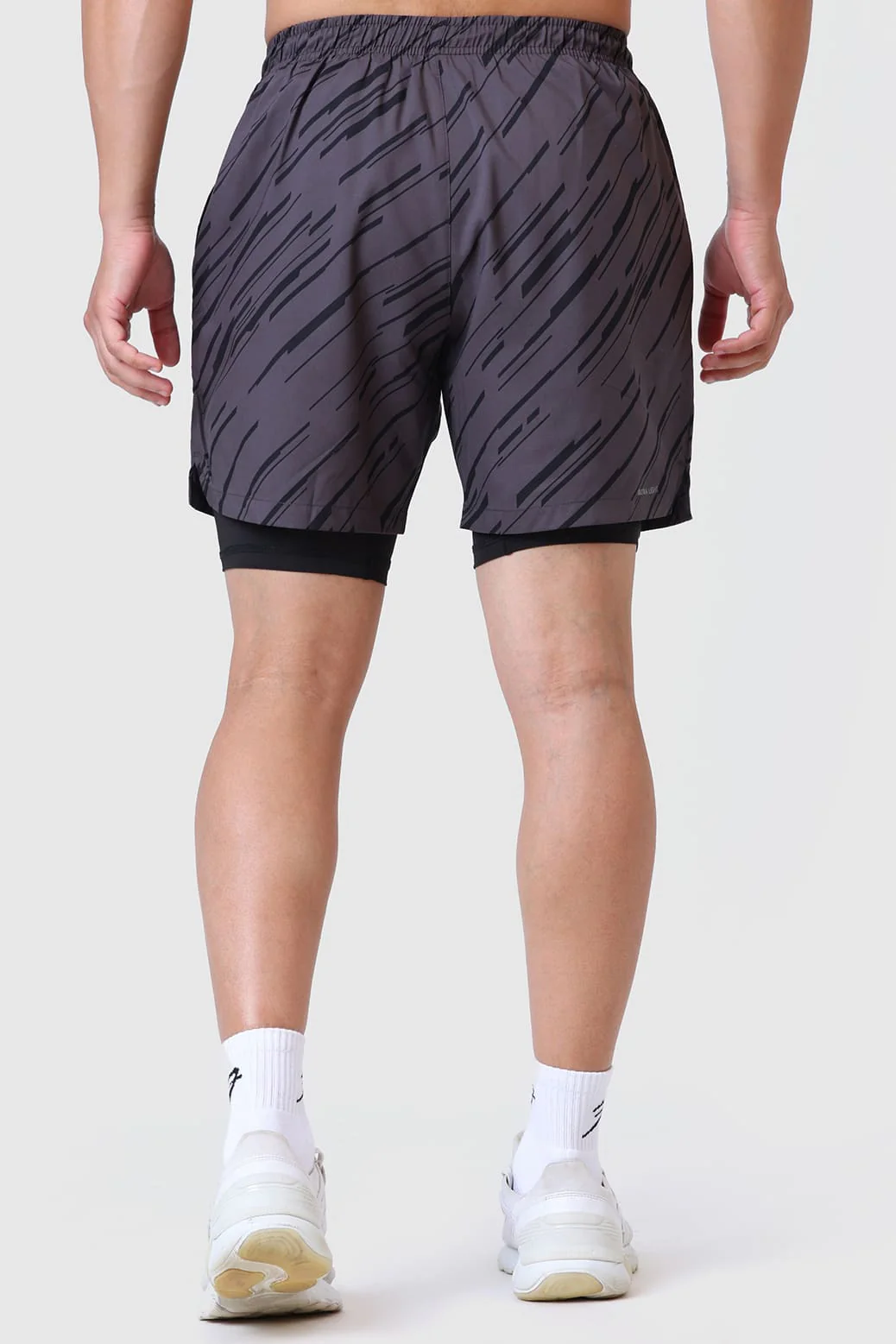 2 in 1 Printed Compression Shorts Graphite - Image 5
