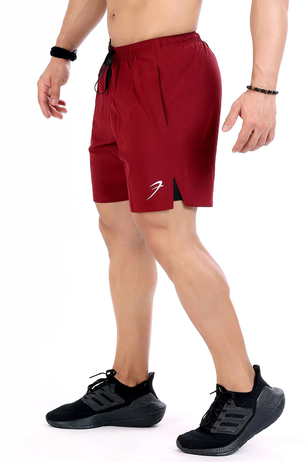 2 in 1 Compression Shorts Maroon - Image 4