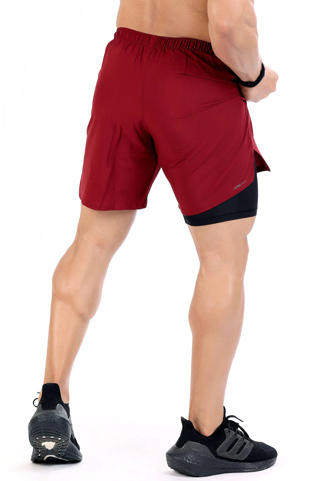 2 in 1 Compression Shorts Maroon - Image 5