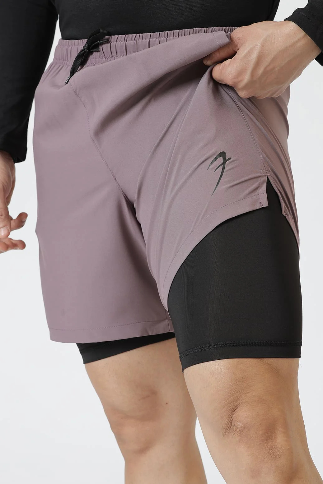2 in 1 Compression Shorts Mauve - Image 3