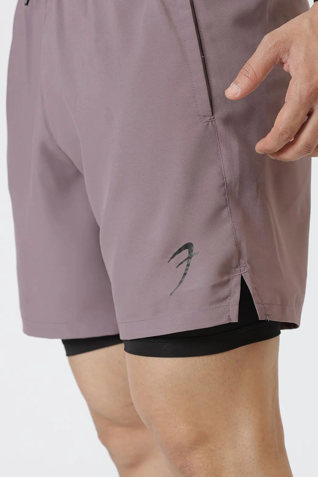 2 in 1 Compression Shorts Mauve - Image 4
