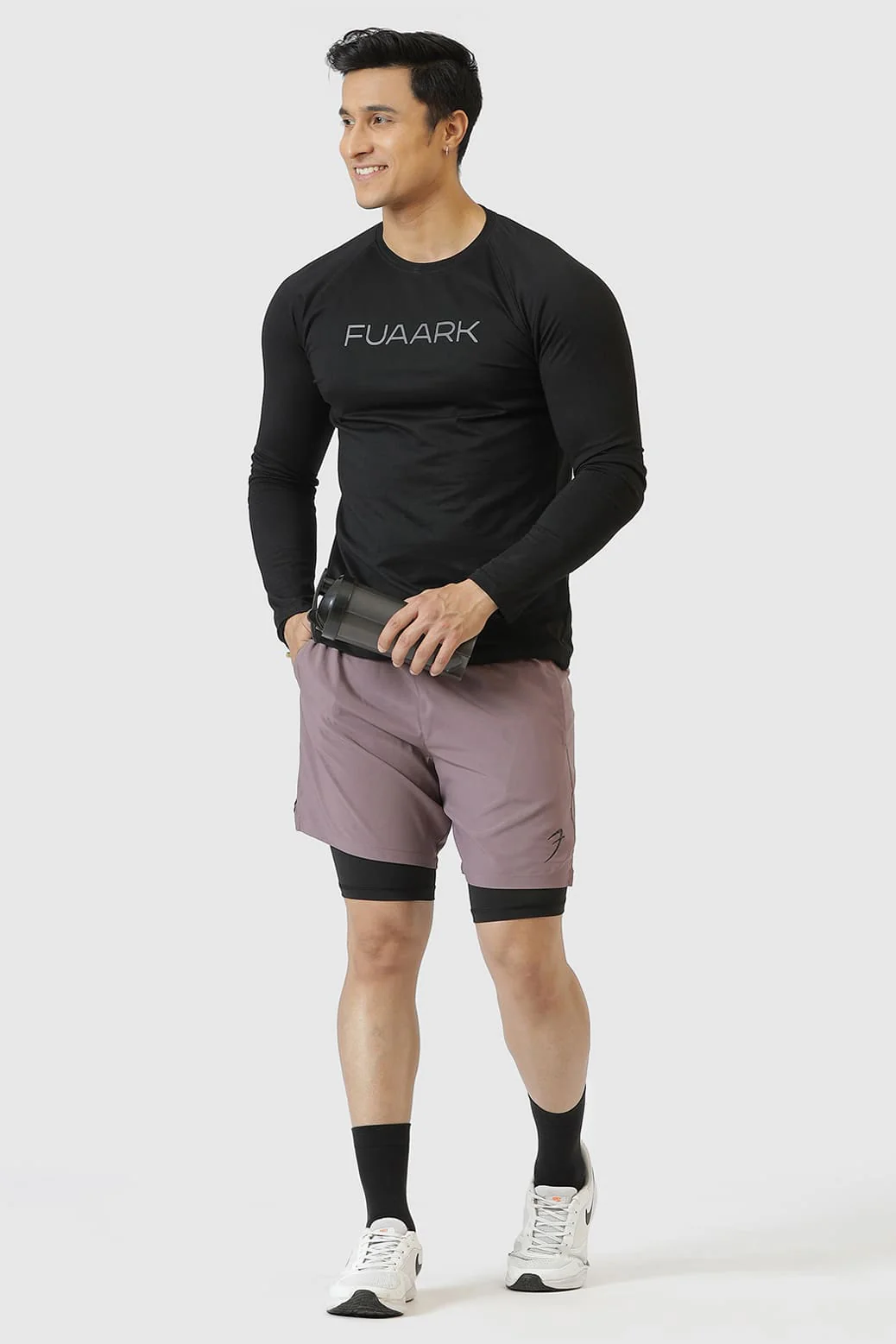 2 in 1 Compression Shorts Mauve - Image 6