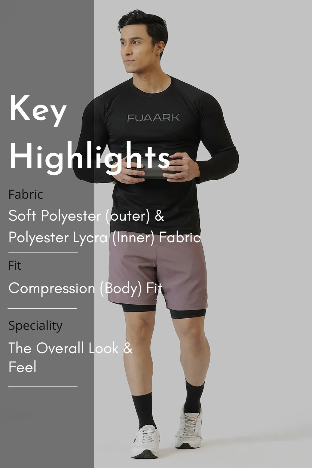 2 in 1 Compression Shorts Mauve - Image 8
