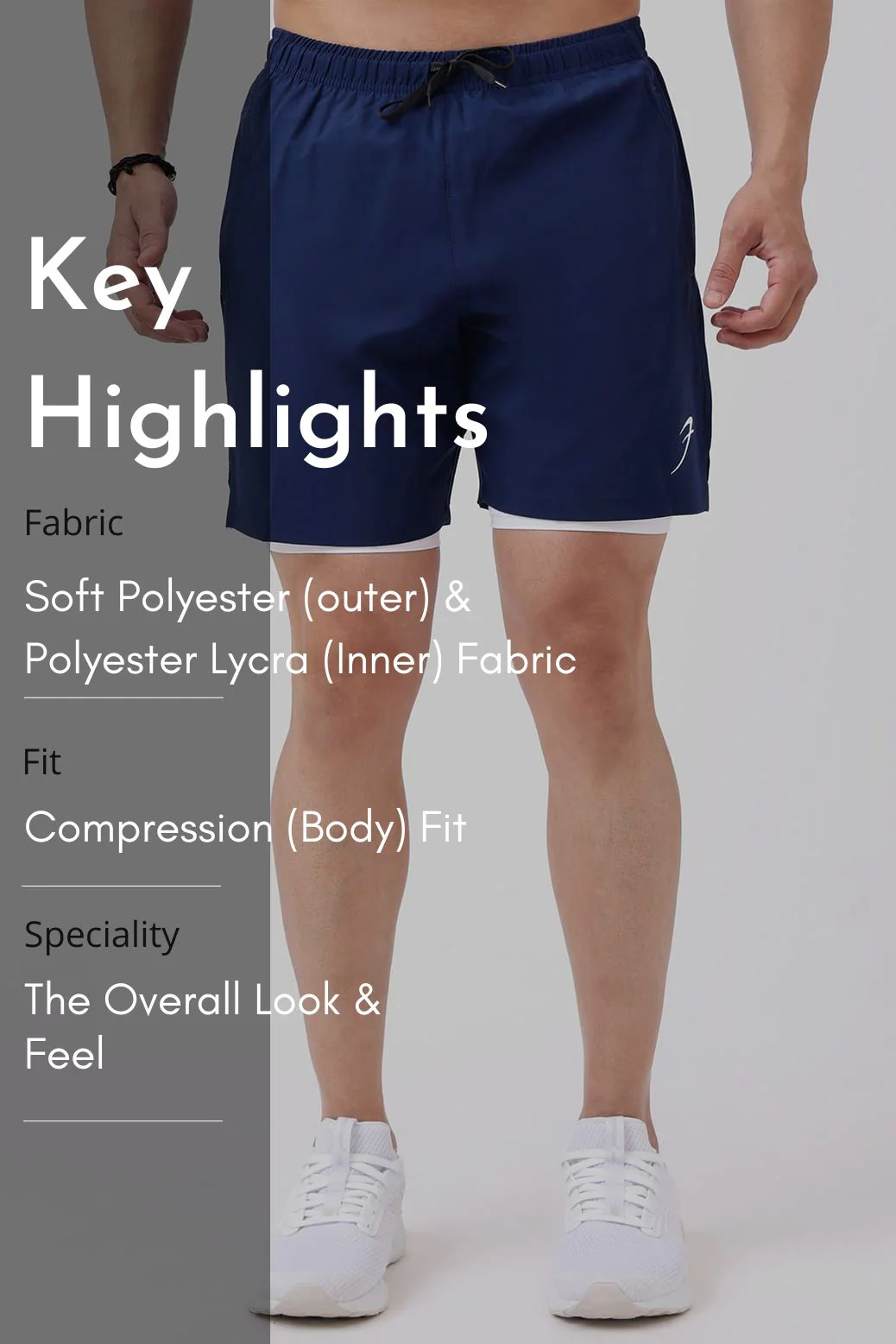 2 in 1 Compression Shorts Navy - Image 7