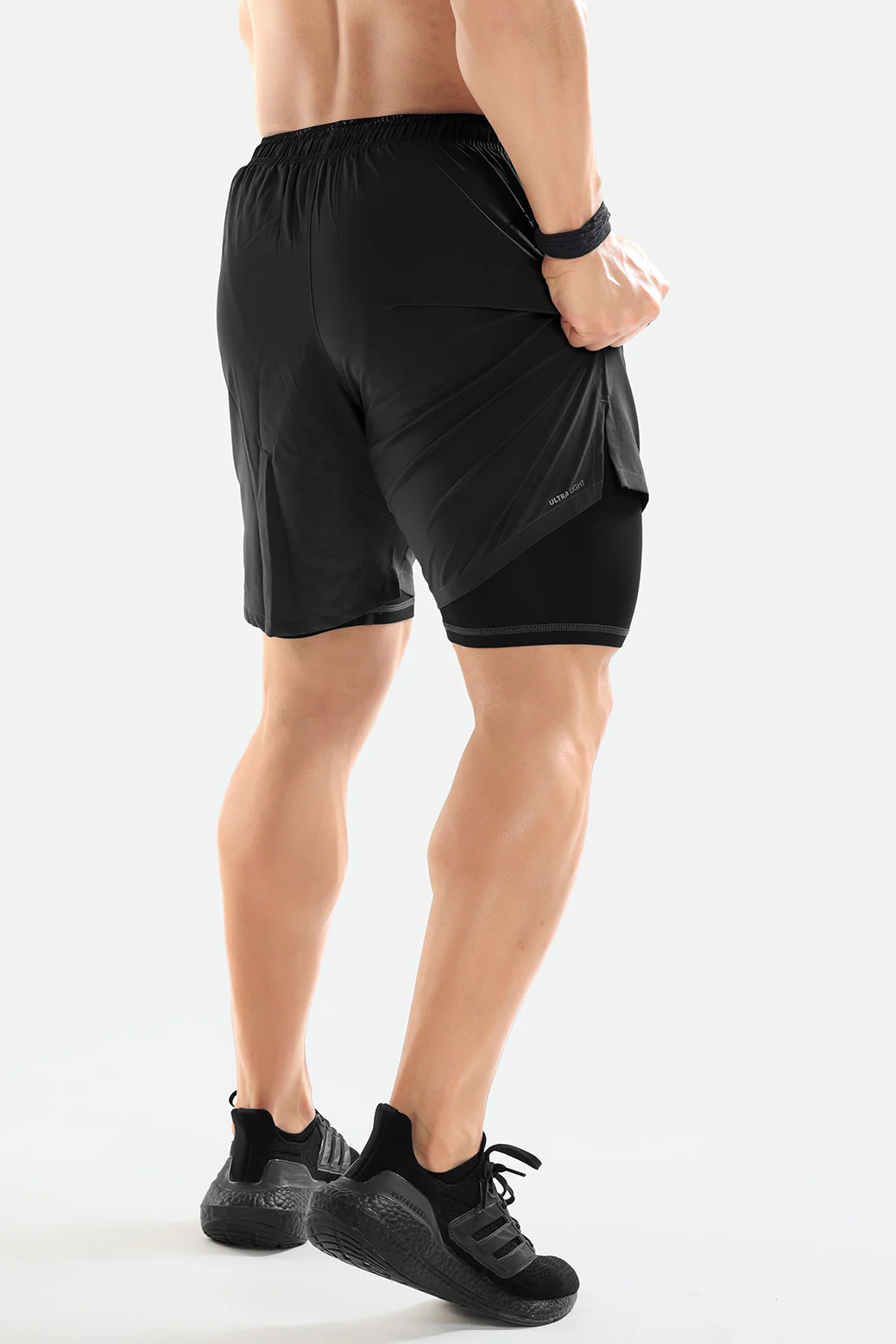 2 in 1 Compression Shorts Dark Grey - Image 5