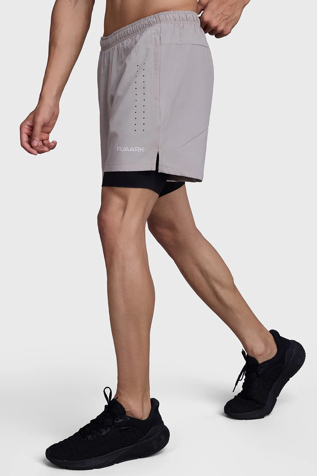 2 in 1 Laser Shorts Beige With Black - Image 5