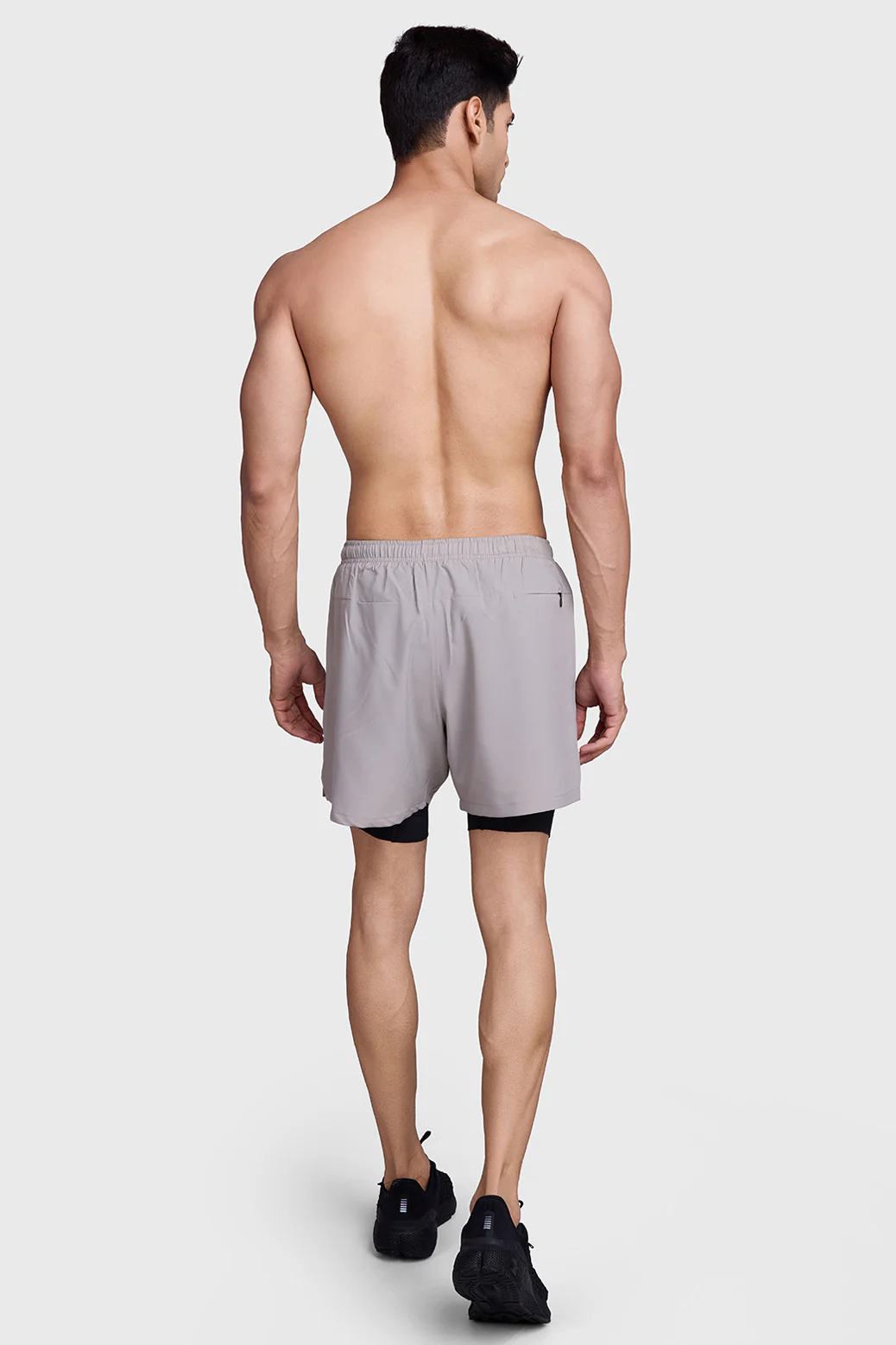 2 in 1 Laser Shorts Beige With Black - Image 7