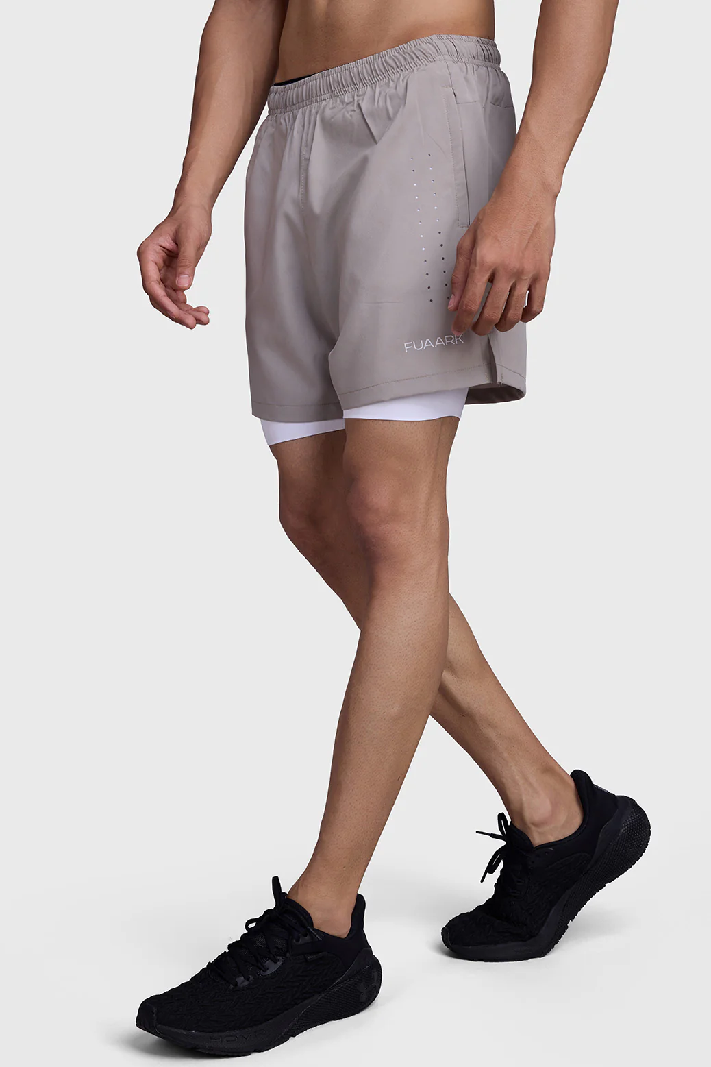 2 in 1 Laser Shorts Beige With White - Image 6