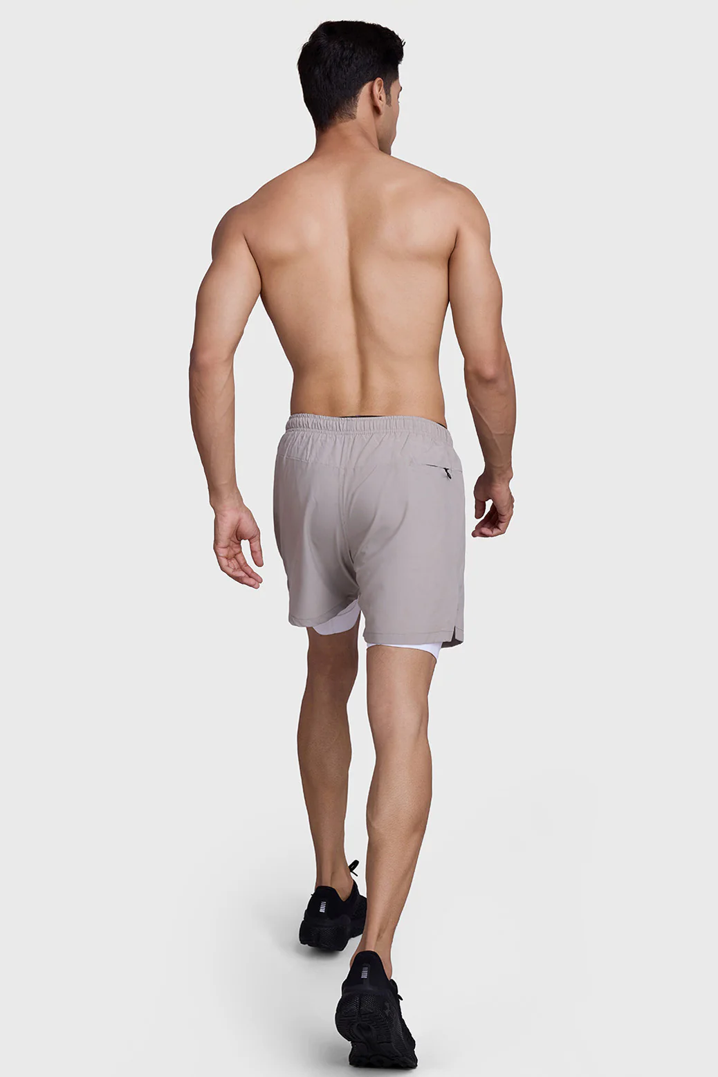 2 in 1 Laser Shorts Beige With White - Image 7