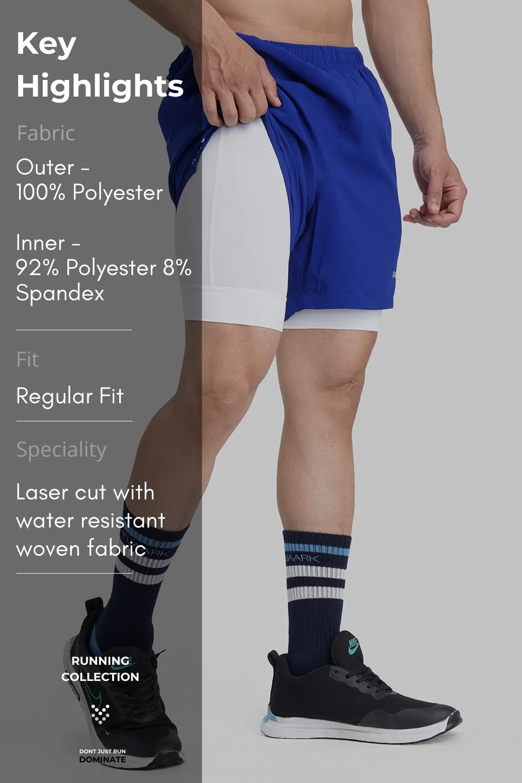 2 in 1 Laser Shorts Blue - Image 8