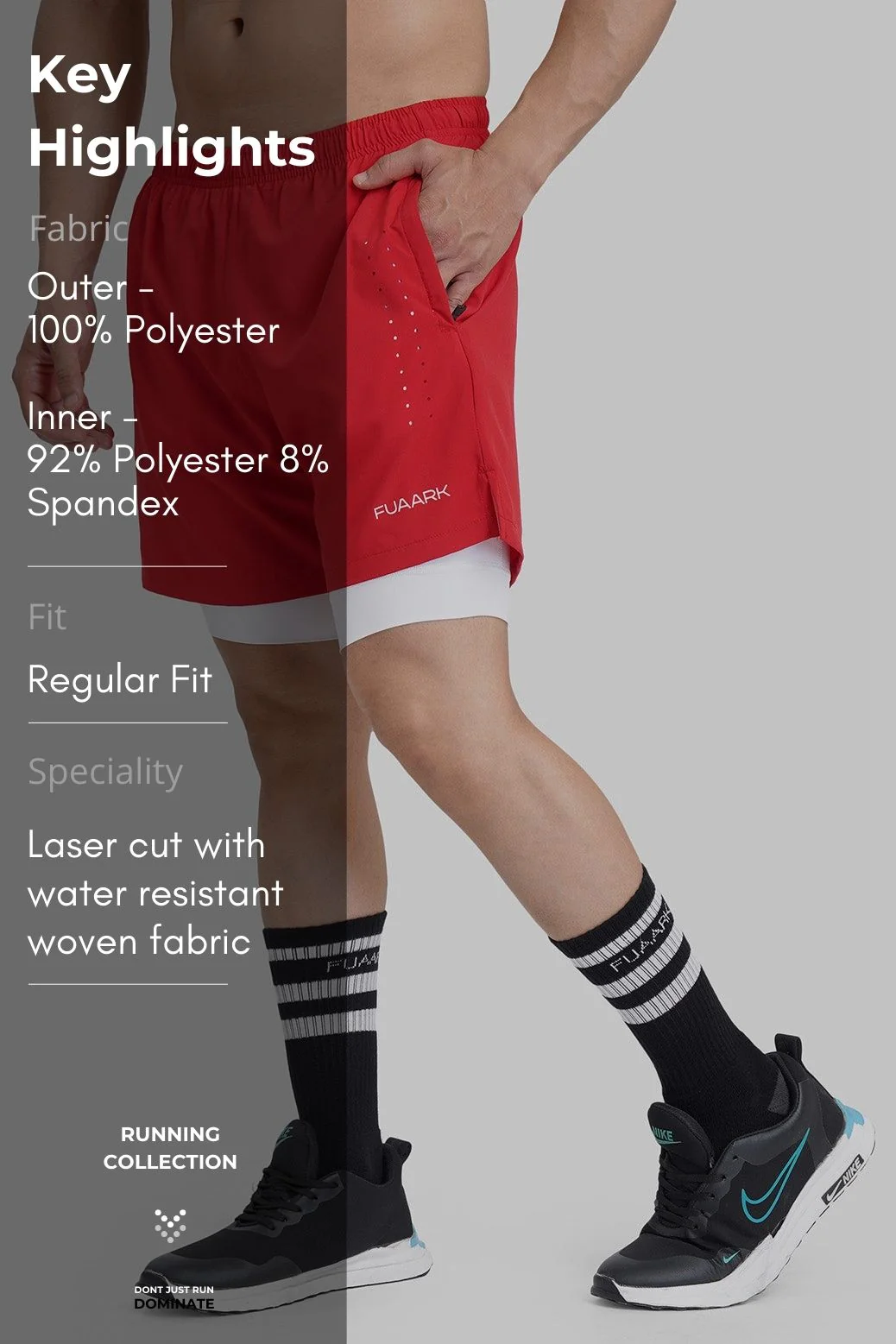 2 in 1 Laser Shorts Red - Image 8