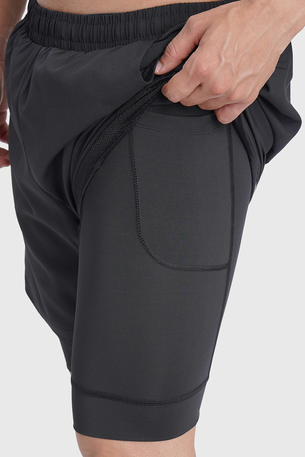 2 in 1 Mesh Shorts Black With Black - Image 3