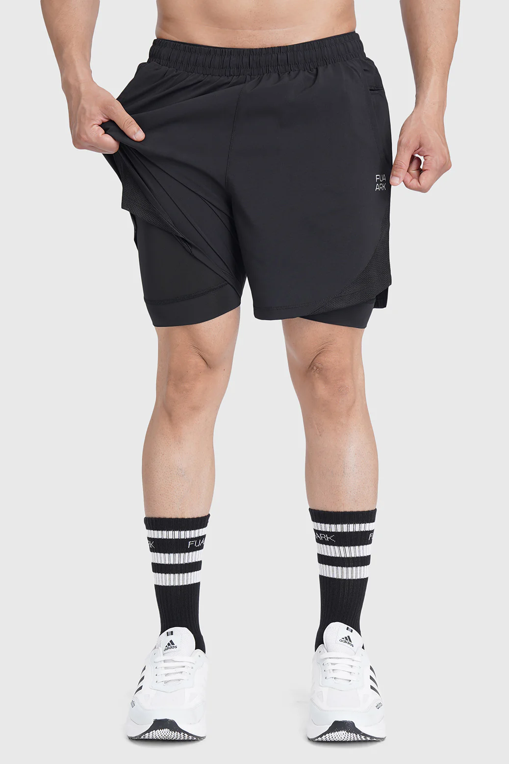 2 in 1 Mesh Shorts Black With Black - Image 6