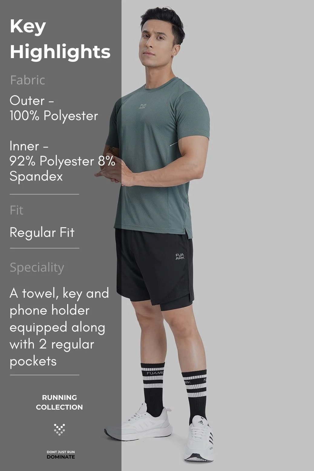 2 in 1 Mesh Shorts Black With Black - Image 9