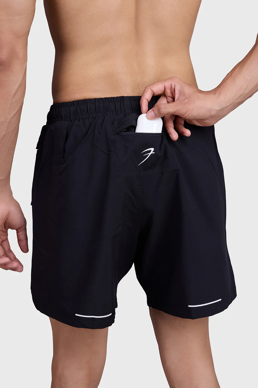 2 in 1 Mesh Shorts Black With White - Image 5
