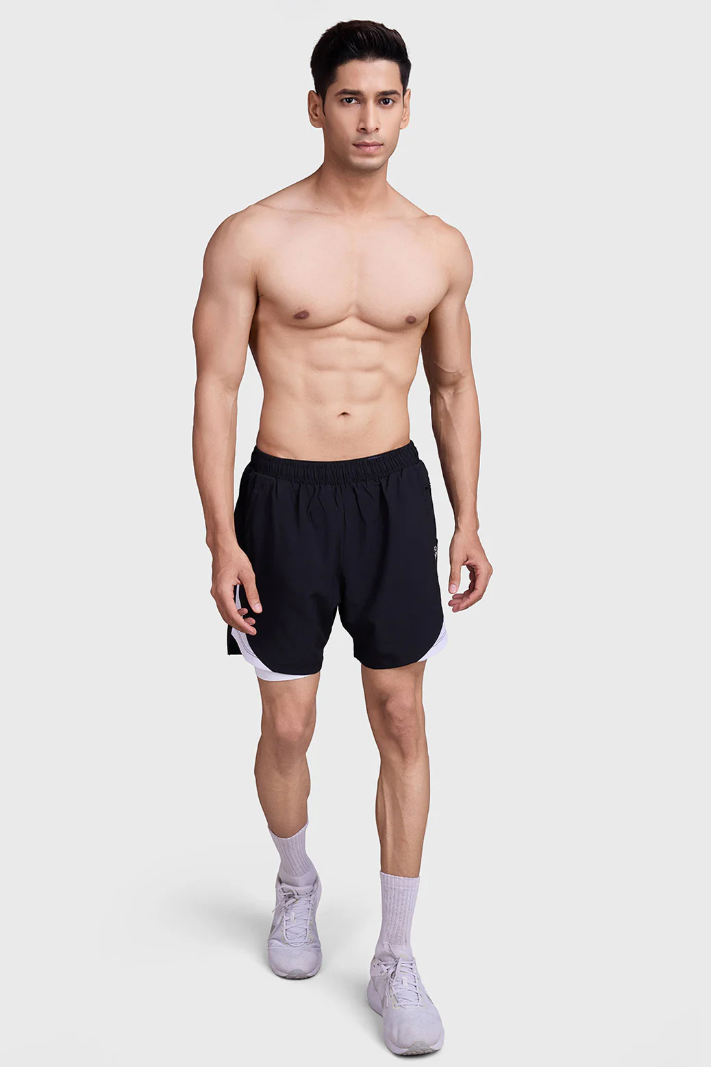 2 in 1 Mesh Shorts Black With White - Image 7
