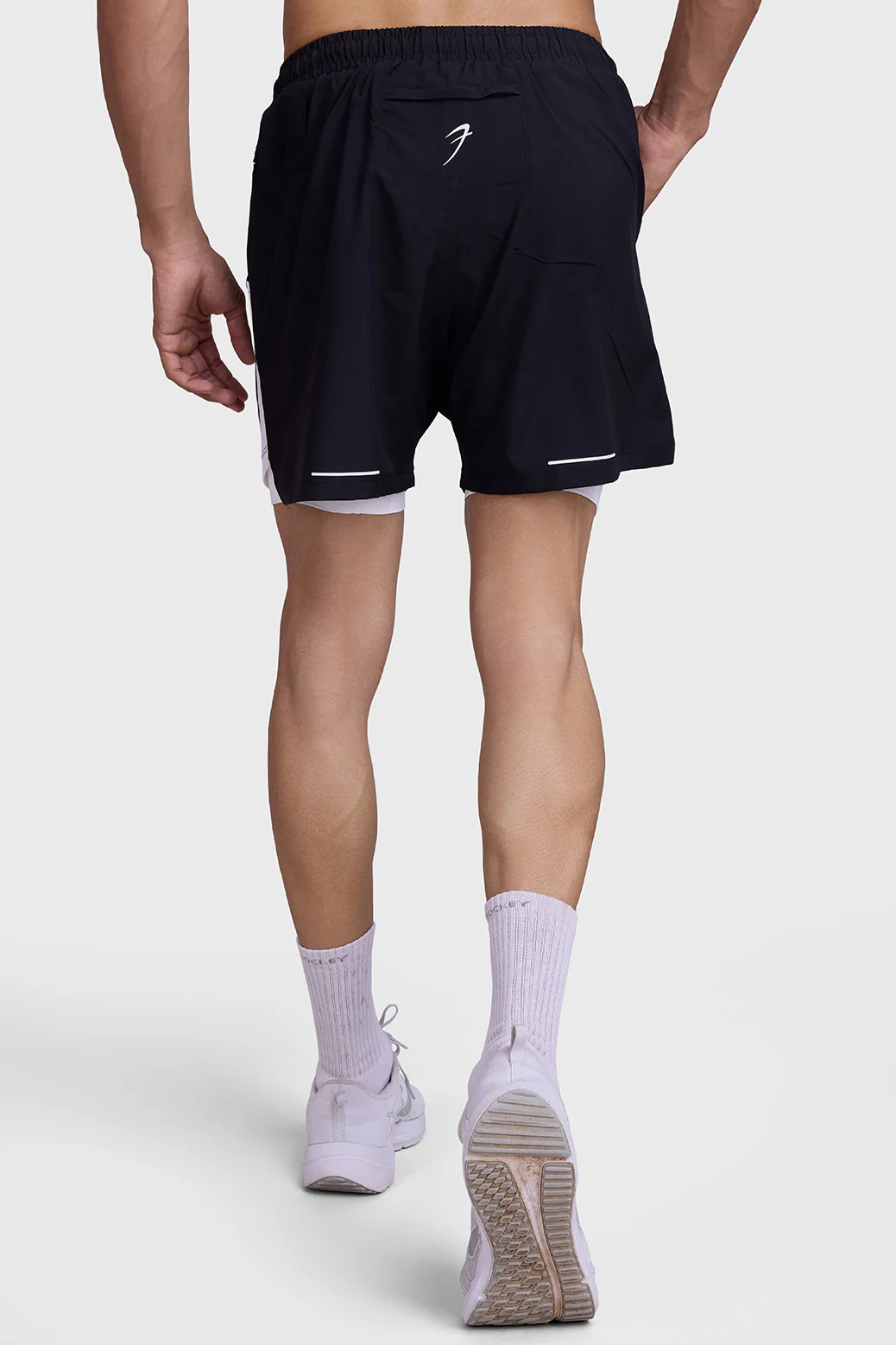 2 in 1 Mesh Shorts Black With White - Image 8