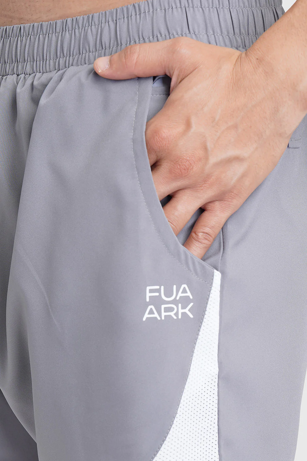 2 in 1 Mesh Shorts Foggy Grey With White - Image 3