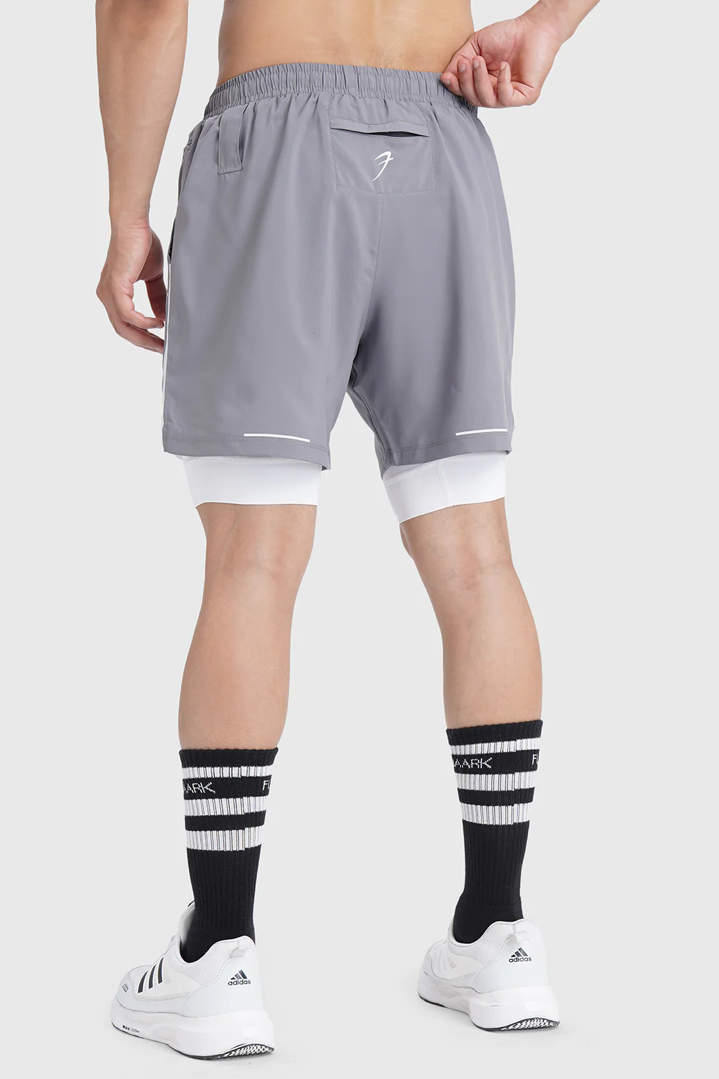 2 in 1 Mesh Shorts Foggy Grey With White - Image 9