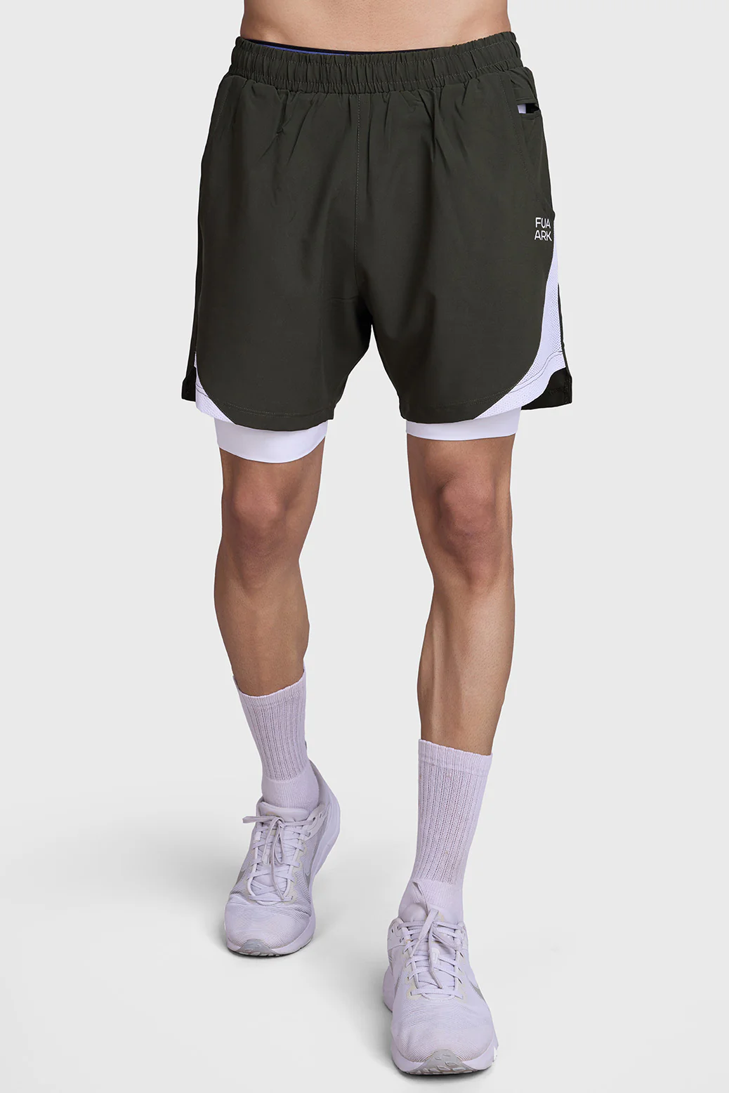 2 in 1 Mesh Shorts Olive - Image 4