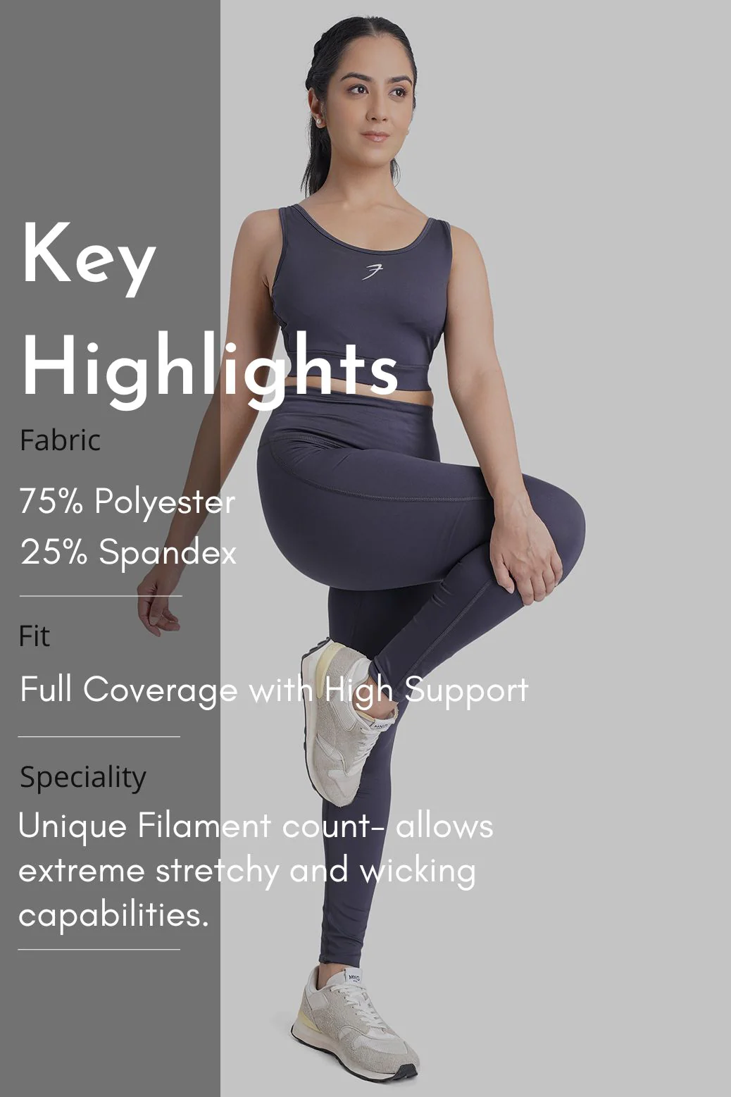 Active Full Support Sports Bra Coal - Image 7