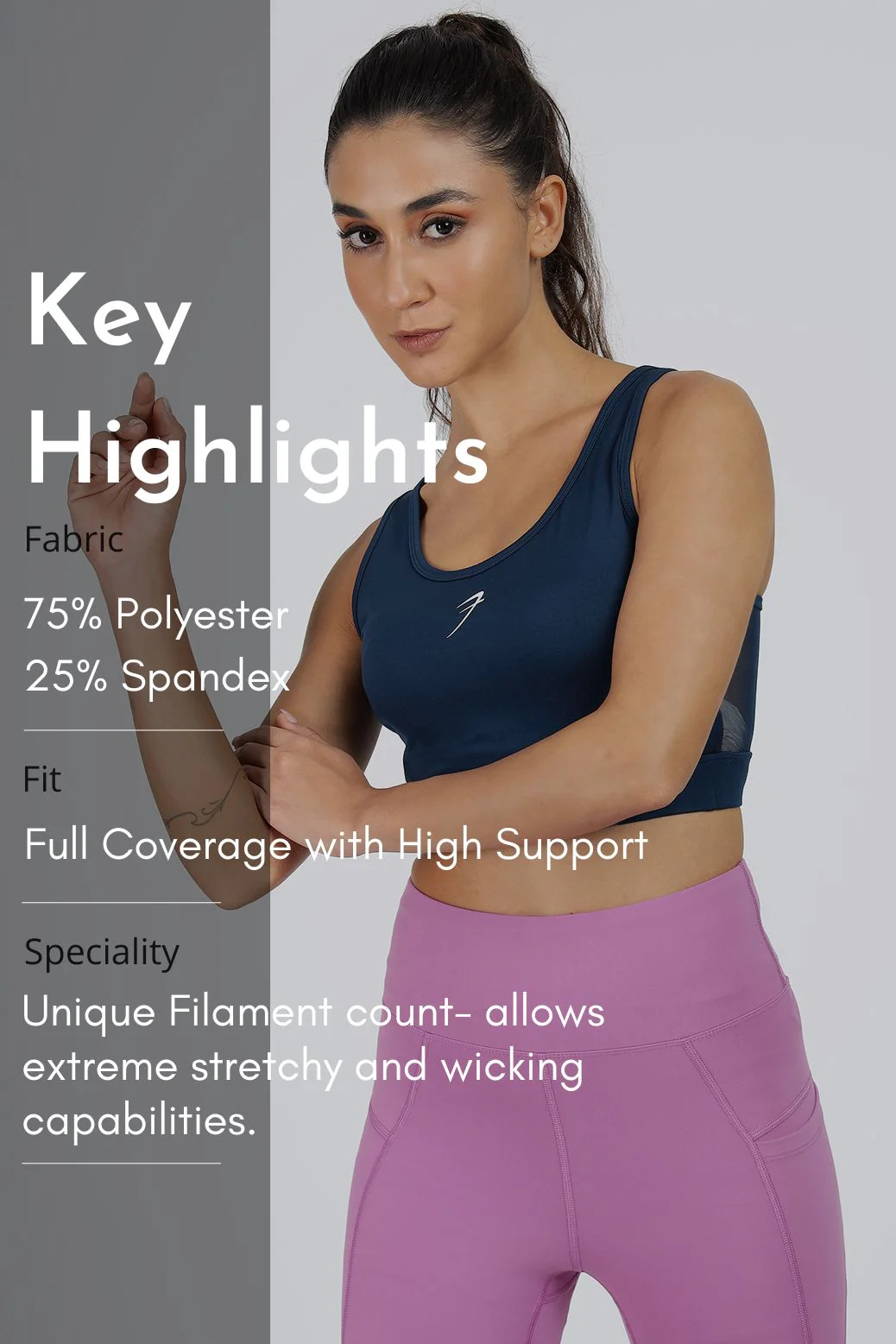 Active Full Support Sports Bra Navy - Image 8