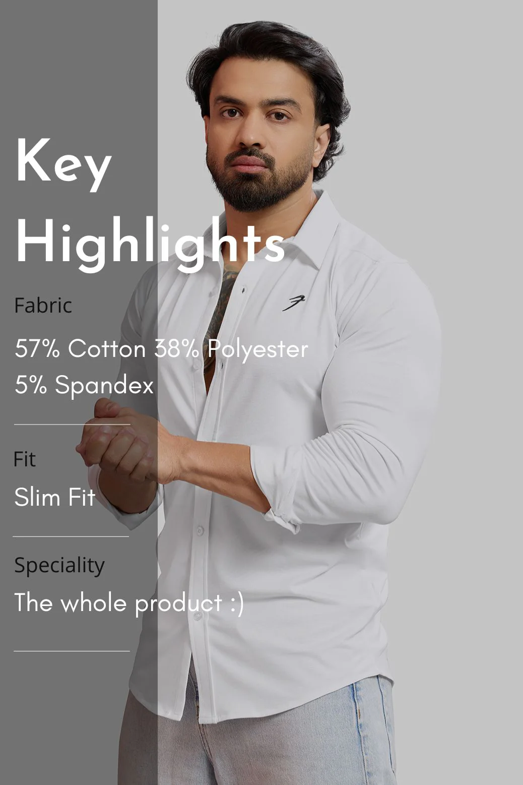 Aero Fullsleeves Shirt White - Image 7