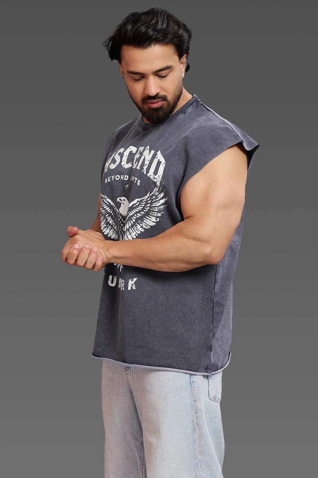 Ascend Washed Capsleeve Tank Dark Grey - Image 5