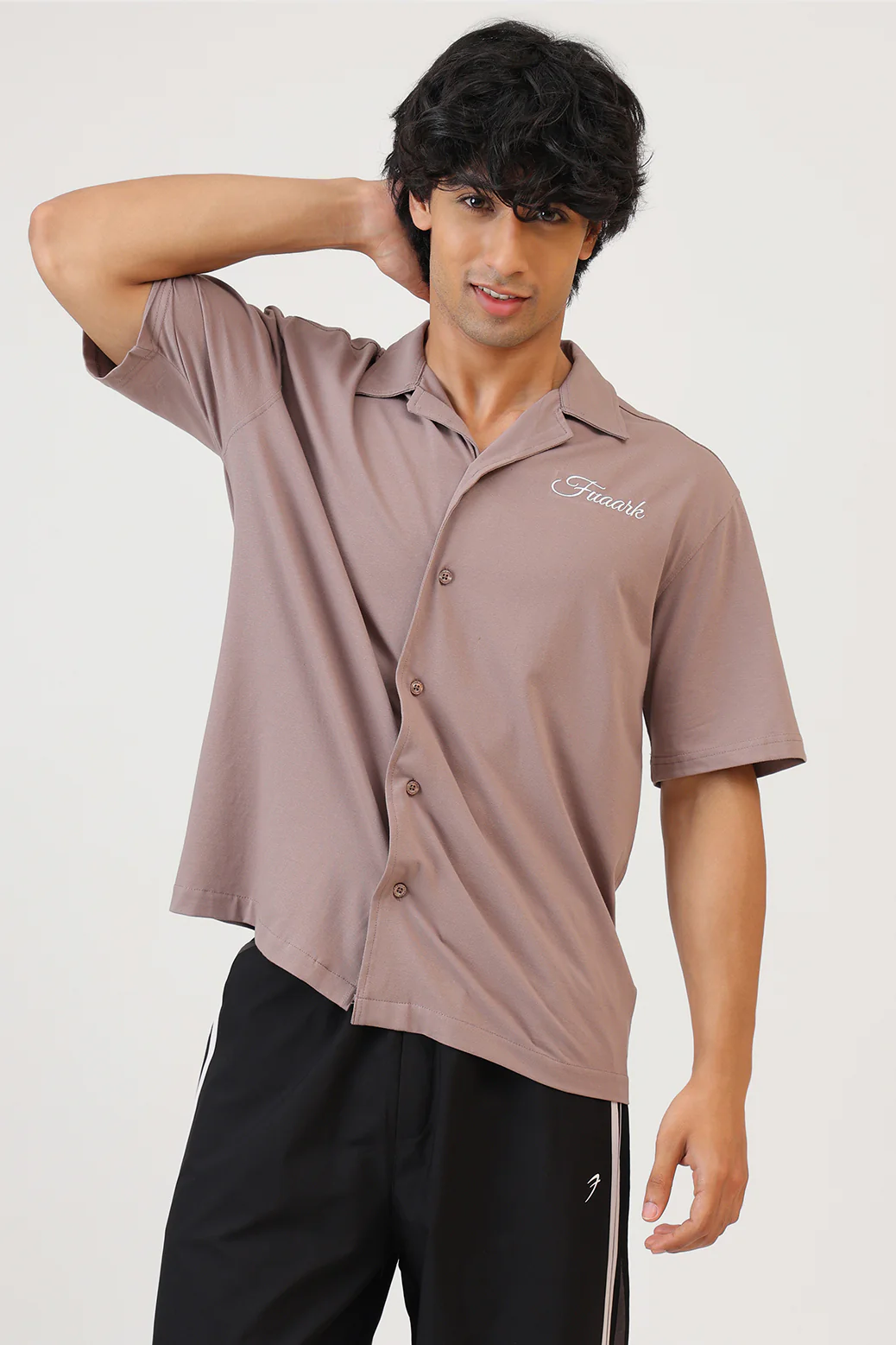 Ashline Oversized Shirt Pastel Brown - Image 5