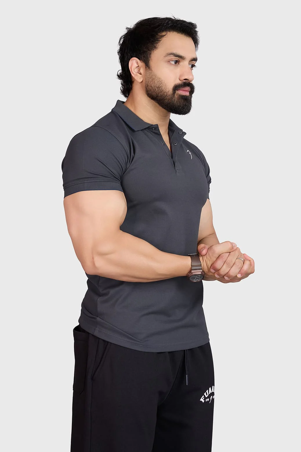 Aura Polo T-shirt Dark Grey - Image 4