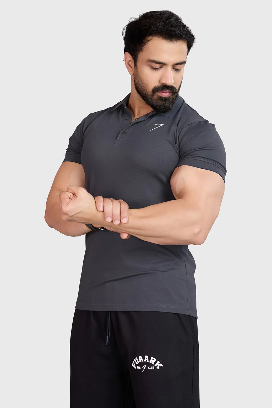 Aura Polo T-shirt Dark Grey - Image 5