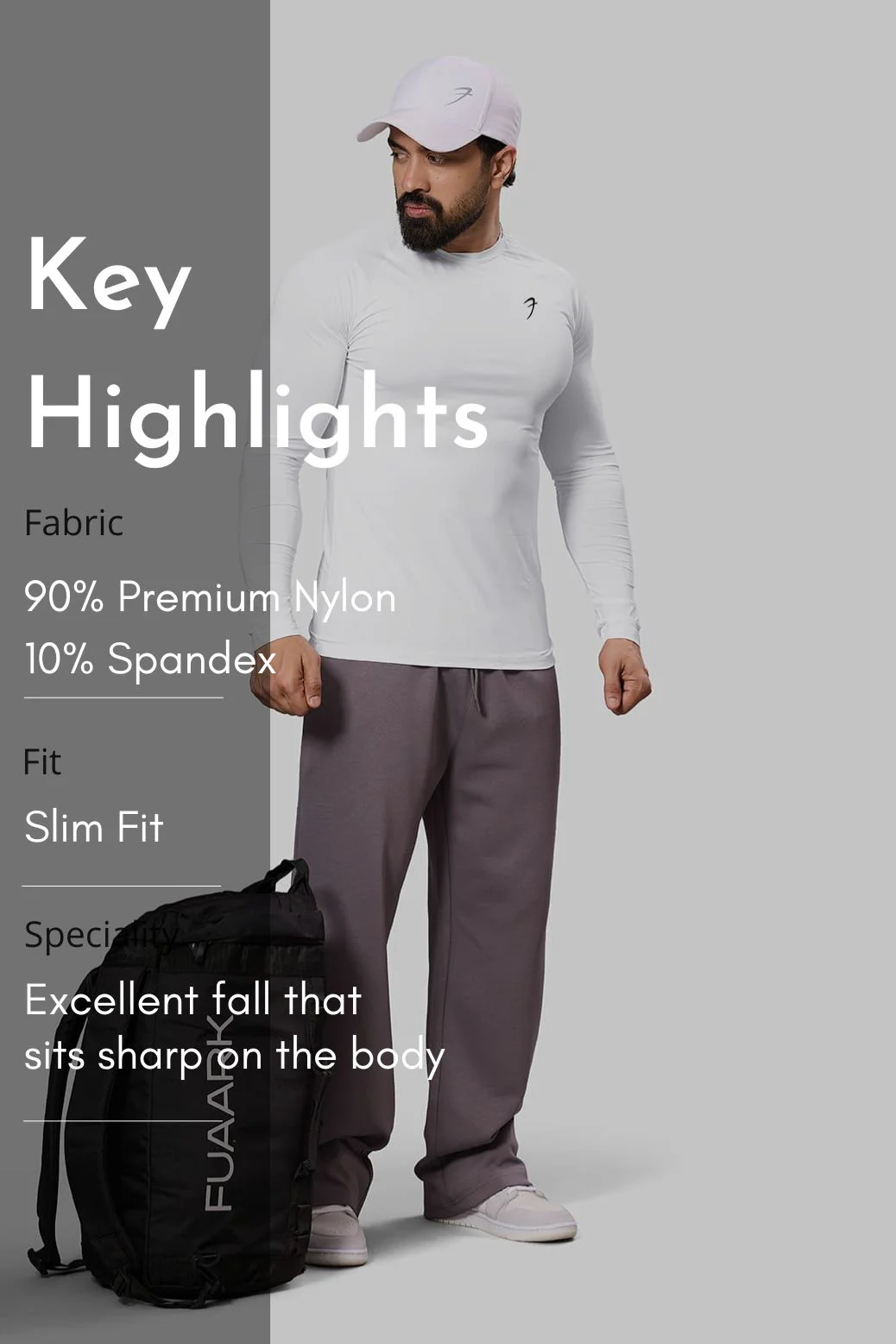 Bare Nylon Fullsleeves T-shirt White - Image 8
