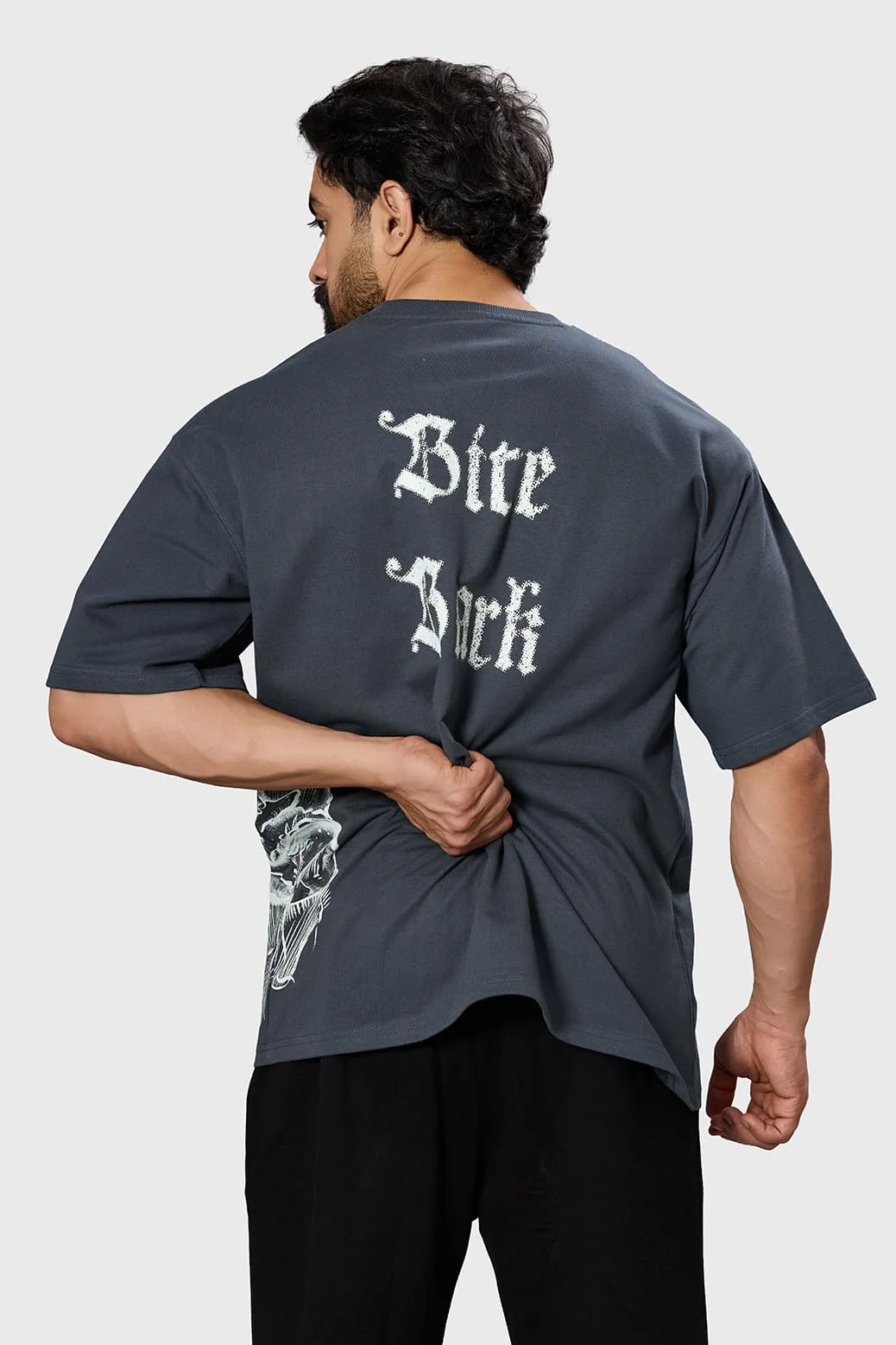 Bite Back Oversized T-shirt Dark Grey - Image 6