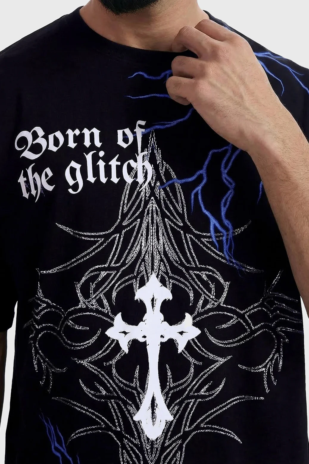 Born Of The Glitch Oversized T-shirt Black - Image 3