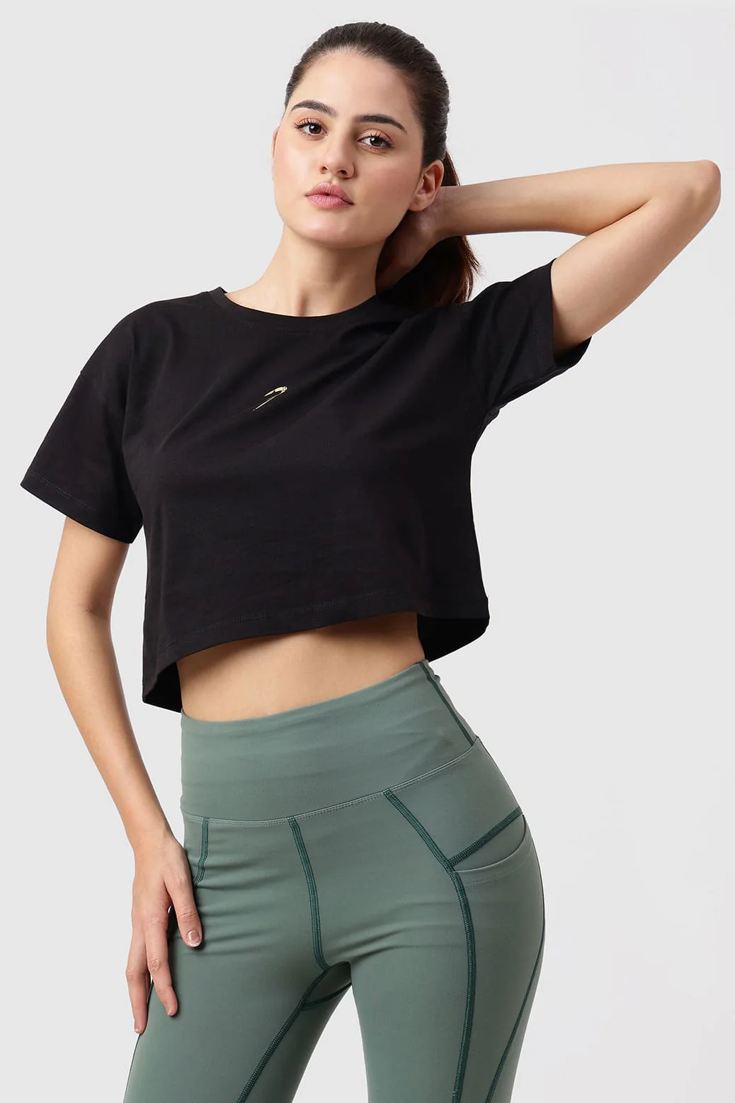 Brisk Cotton Crop Top Black - Image 5