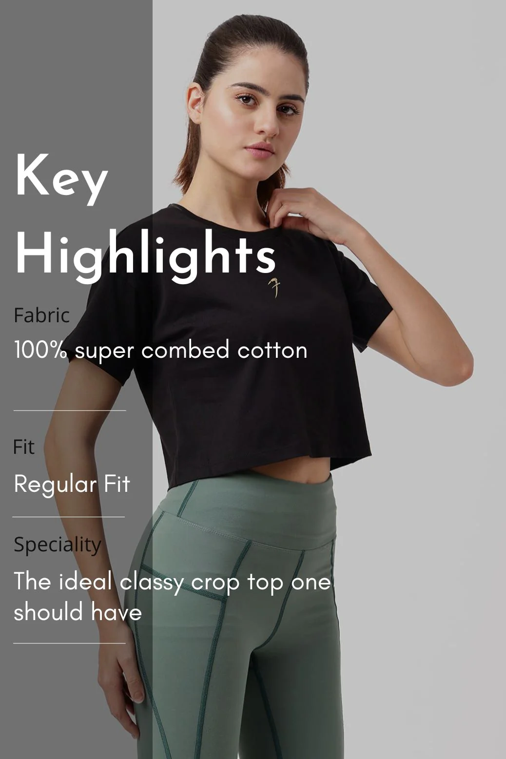 Brisk Cotton Crop Top Black - Image 7