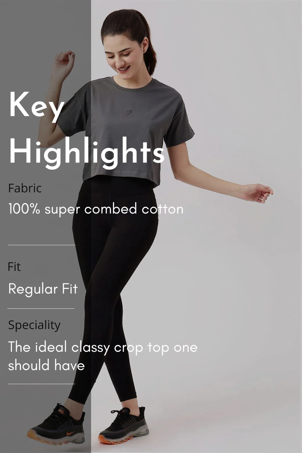 Brisk Cotton Crop Top Grey - Image 7